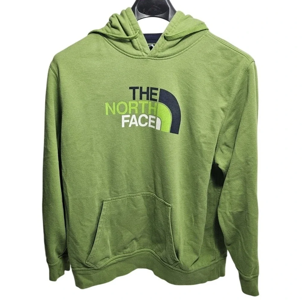 The North‎ Face Mens XL Green Logo Pullover Hoodie Sweatshirt Fleece